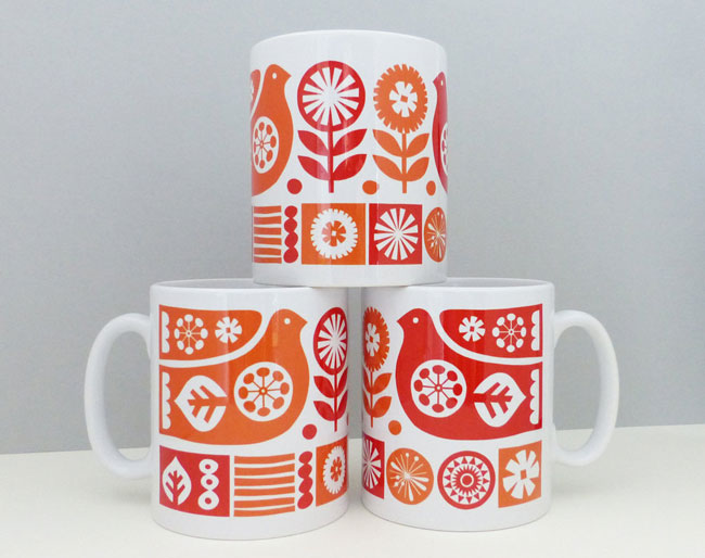 Scandinavian-style ceramic mugs by Fran Wood Design