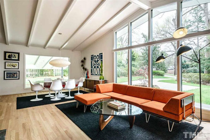 Retro house for sale: 1950s midcentury modern property in Raleigh, North Carolina, USA