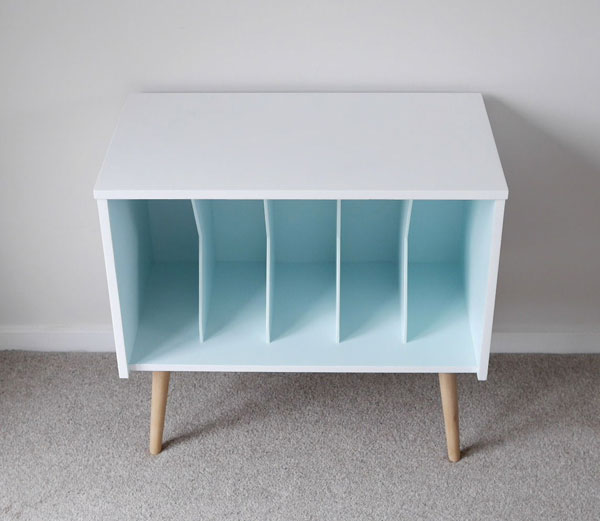 Upcycled midcentury-style record storage unit on eBay