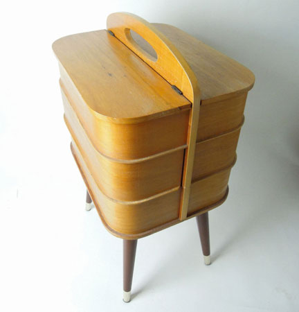 1950s midcentury-style sewing box on eBay