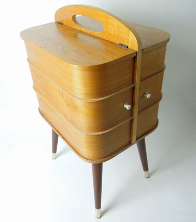1950s midcentury-style sewing box on eBay