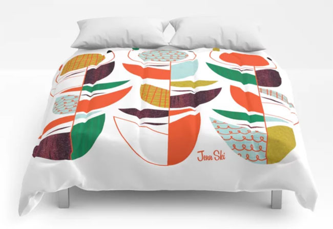 Bold midcentury modern duvet covers by Jenn Ski