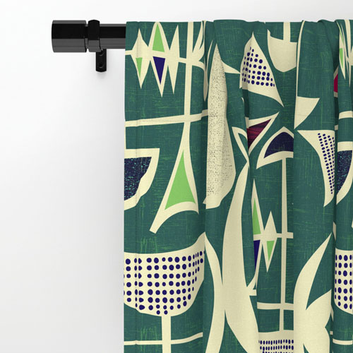 Midcentury-style curtains by Jenn Ski at Society 6