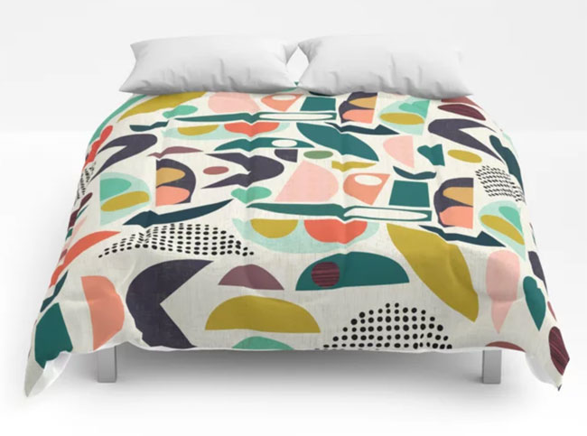 Bold midcentury modern duvet covers by Jenn Ski