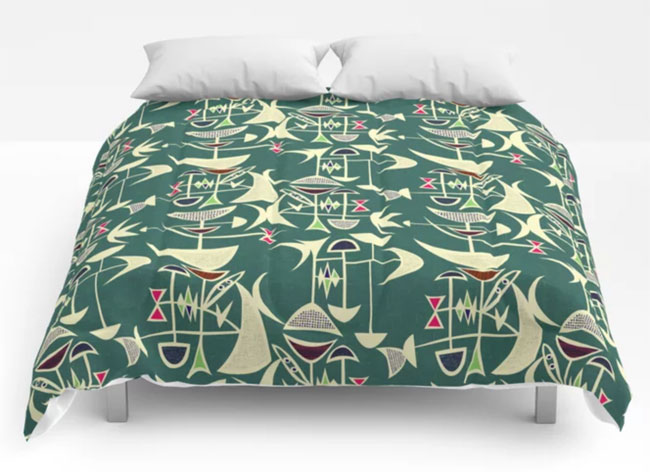 Bold midcentury modern duvet covers by Jenn Ski