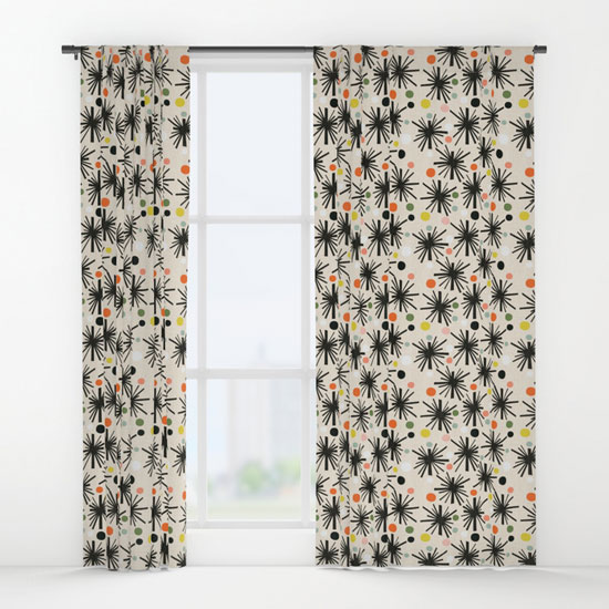 Midcentury-style curtains by Jenn Ski at Society 6