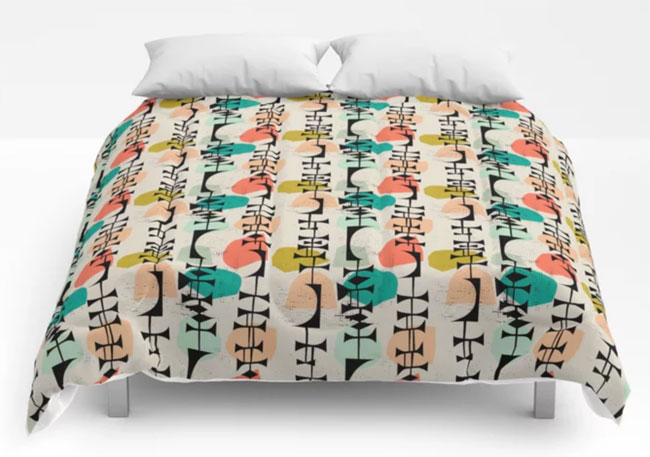 Bold midcentury modern duvet covers by Jenn Ski