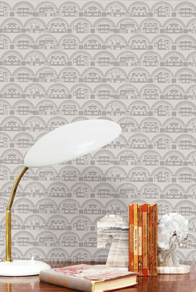 Retro-style Metroland wallpaper by Mini Moderns