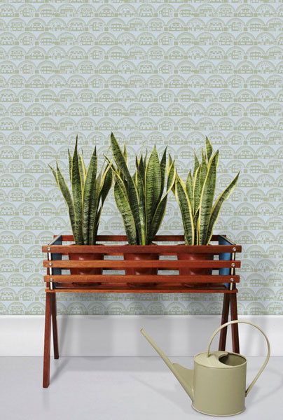 Retro-style Metroland wallpaper by Mini Moderns