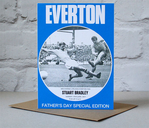 Personalised vintage-style football programme Father's Day cards