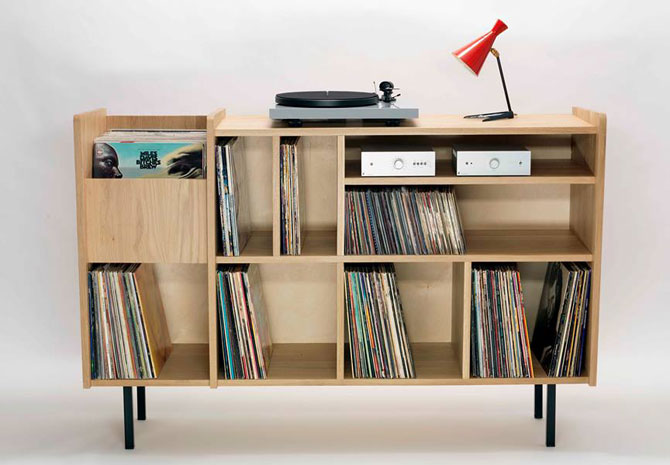 Vintage-style vinyl and record deck units by Nationale 7
