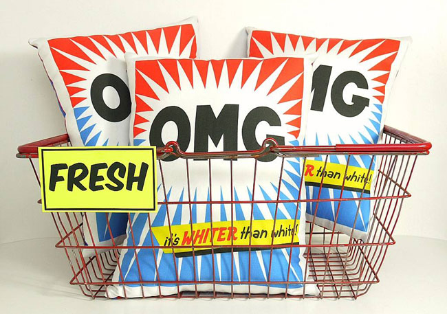 Retro washing powder cushions by You Make Me Design