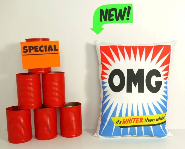 Retro washing powder cushions by You Make Me Design