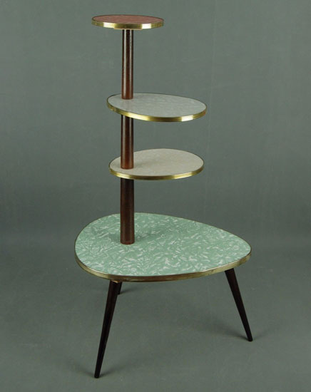 1950s plant stand with patterned tops on eBay