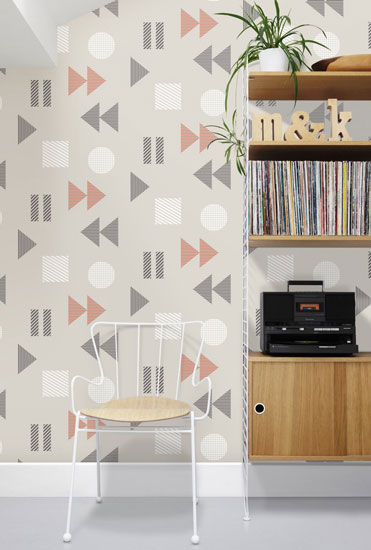 1980s-inspired Play/Record wallpaper by Mini Moderns