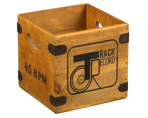 Vintage-style wooden record crates on eBay