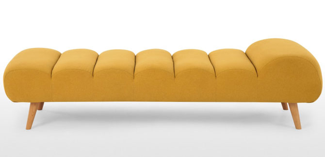 Midcentury-style Caterpillar Day Bed at Made returns in bold yellow