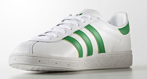 1970s Adidas Munchen trainers reissued in white and green leather