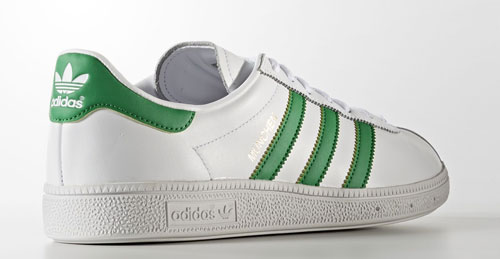 1970s Adidas Munchen trainers reissued in white and green leather