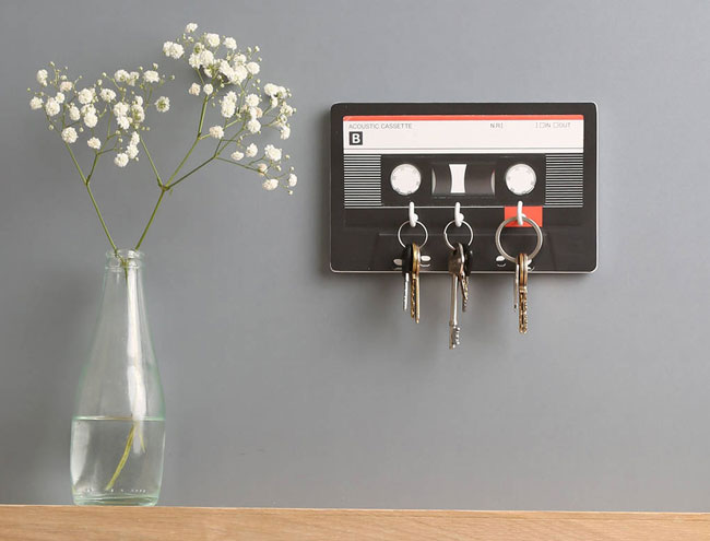 Cassette tape whiteboard key holder by The Binary Box