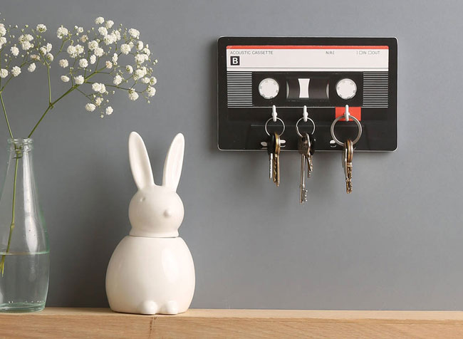 Cassette tape whiteboard key holder by The Binary Box