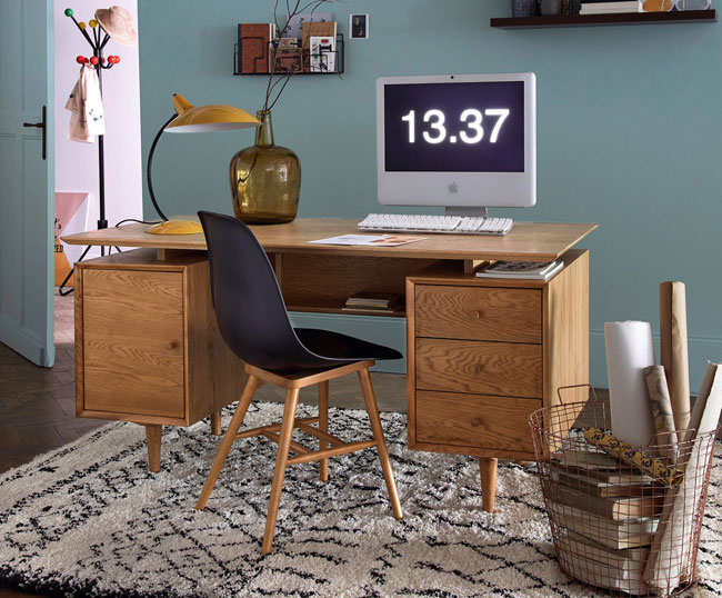 Quilda midcentury-style oak desk at La Redoute