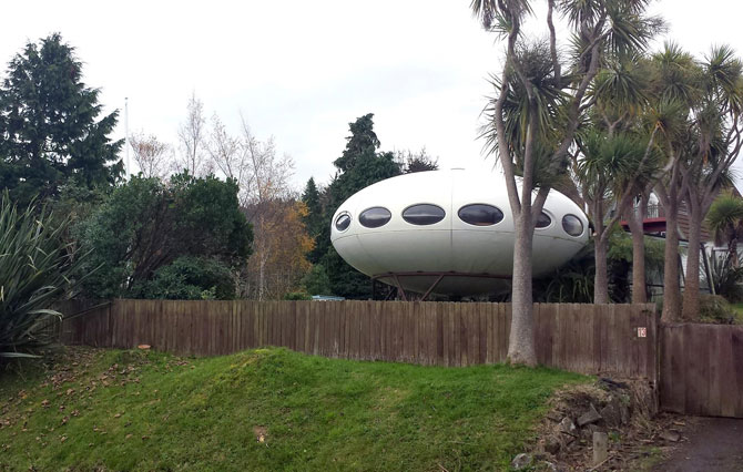 Retro house: 1960s Matti Suurinen-designed Futuro House in Warrington, New Zealand