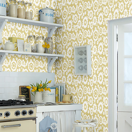 1960s-style Mod Meadows wallpaper by Layla Faye