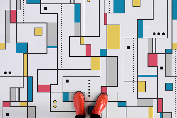 Mondrian-inspired flooring at Atrafloor