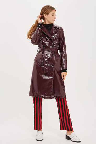 Retro vinyl trench coat at Topshop