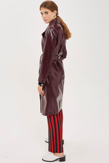 Retro vinyl trench coat at Topshop