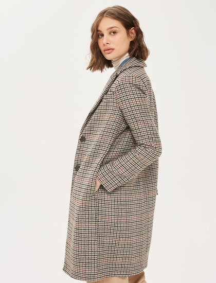 Vintage-style Bonded Heritage Check Coat at Topshop
