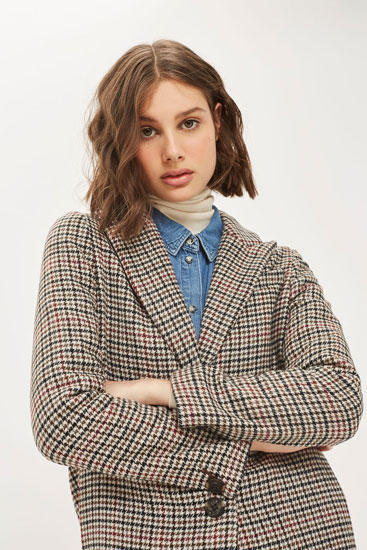 Vintage-style Bonded Heritage Check Coat at Topshop