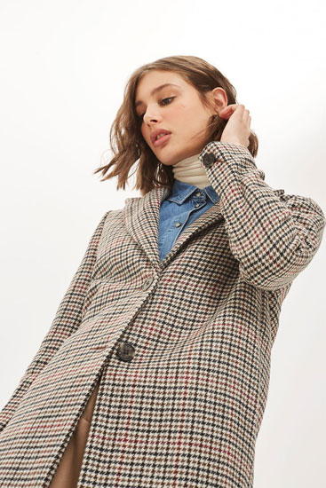 Vintage-style Bonded Heritage Check Coat at Topshop