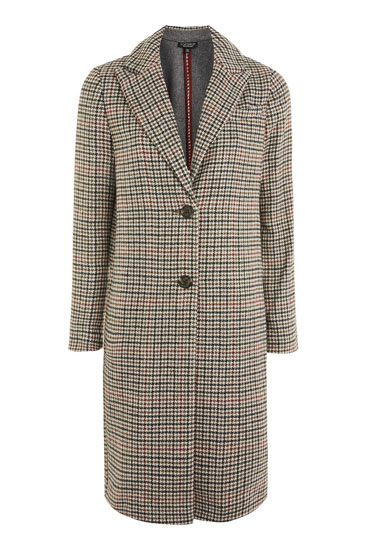 Vintage-style Bonded Heritage Check Coat at Topshop