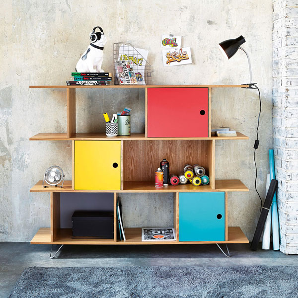 Happy retro-style bookcase at Maisons Du Monde