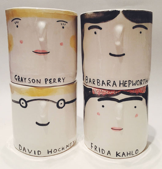 Hand painted ceramic artist pots by Alex Sickling