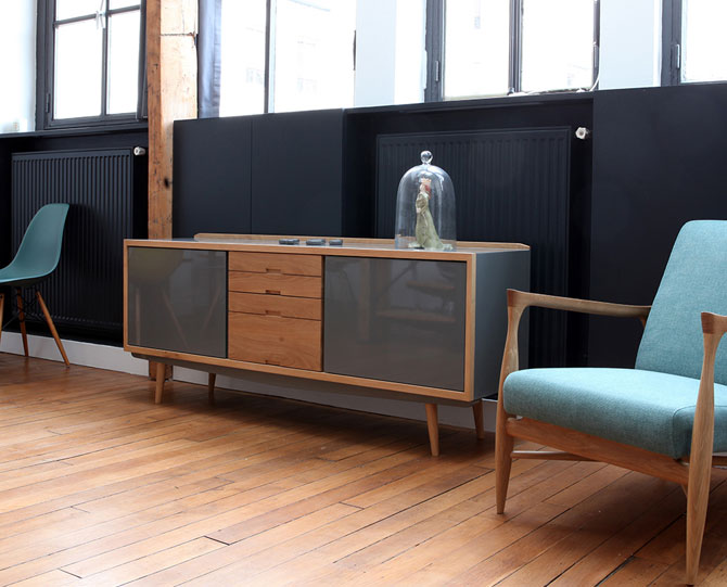 Midcentury-style solid oak sideboards by Red Edition