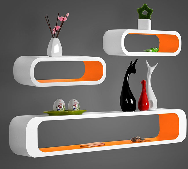 1970s space age-style floating shelves by Delex