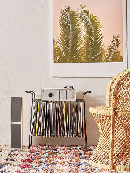 Retro record storage unit at Urban Outfitters