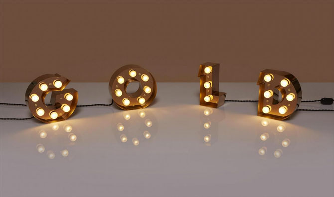 Vintage-style Caractere alphabet wall lights by Seletti