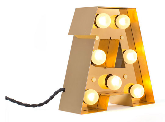 Vintage-style Caractere alphabet wall lights by Seletti