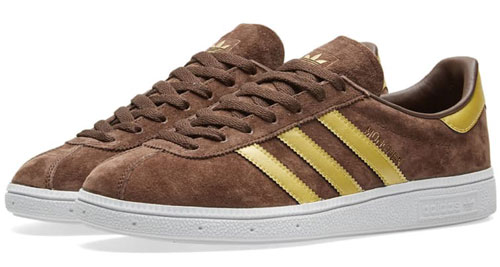 Adidas Munchen trainers reissue in brown and gold