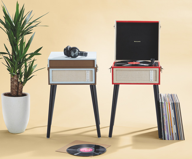 1. Budget audio: Bauhn Dansette-style record player with legs at Aldi