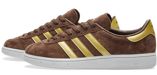 Adidas Munchen trainers reissue in brown and gold