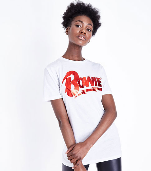 1970s-style metallic Bowie t-shirt at New Look