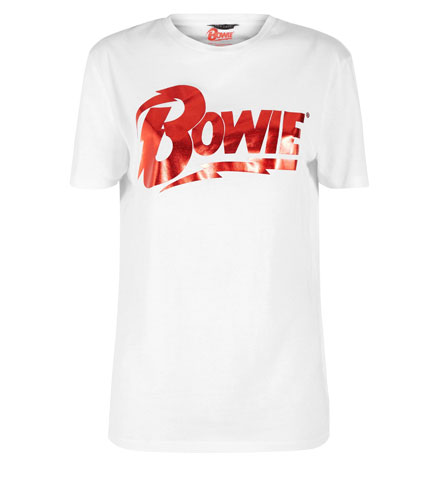 1970s-style metallic Bowie t-shirt at New Look