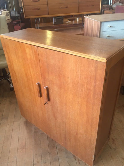 1950s oak record storage cabinet on eBay