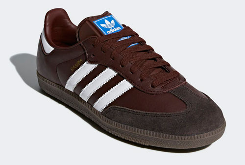 brown adidas samba trainers