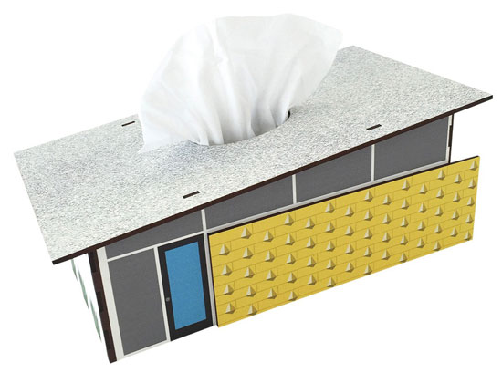 Midcentury modern house tissue boxes